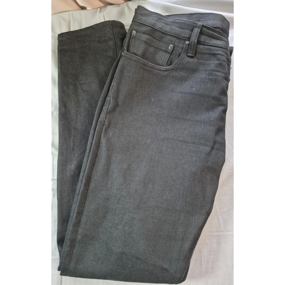 Prps Windsor Waxed Denim Jeans Men Size 36x33 Black Straight Leg Slim Button Fly